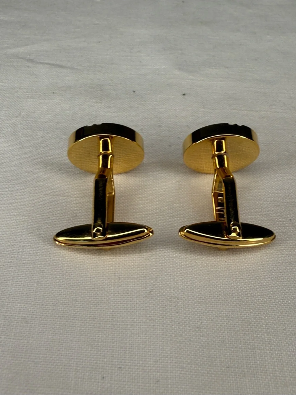 Vintage Dunhill Two Tone Round Cufflinks Gold Silver Tone .75